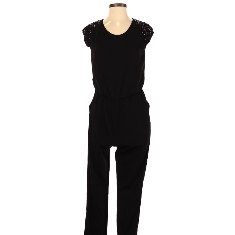 Laundry Shelli Segal Beaded Black Jumpsuit Sz 4